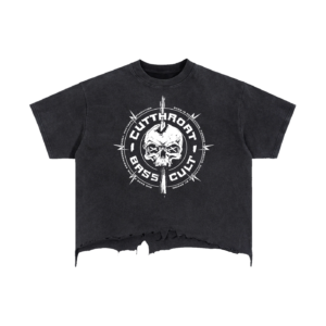 Bass Skull - Vintage Wash Boxy Distressed Hem T-Shirt