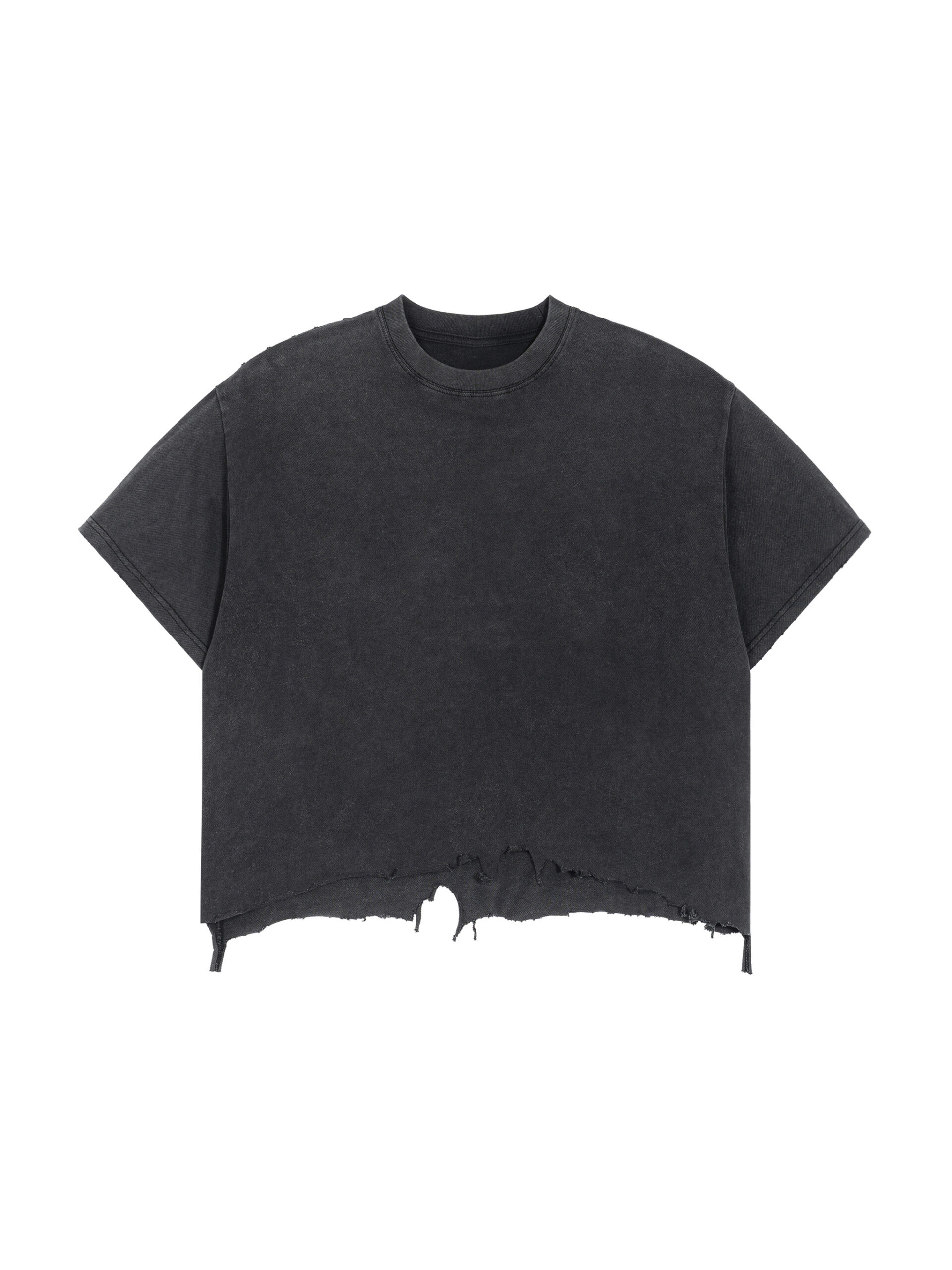 Vintage Wash Boxy Distressed Hem T-Shirt - Image 5